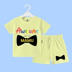 The Peppy Tend 100% Cotton Knit Half Sleeves Awesome Like My Mamu Printed T-Shirt Shorts Set