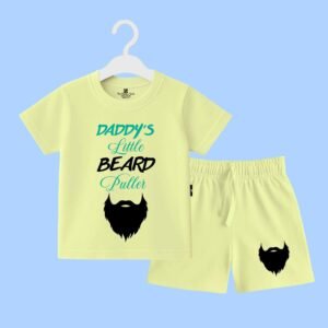 The Peppy Tend 100% Cotton Knit Half Sleeves Daddy's Little Beard Puller Printed T-Shirt Shorts Set