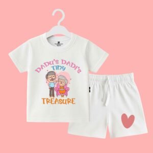 The Peppy Tend 100% Cotton Knit Half Sleeves Dadu Dadi's Tiny Treasure Printed T-Shirt Shorts Set
