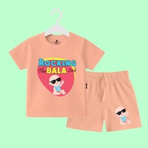 The Peppy Tend 100% Cotton Knit Half Sleeves Rocking The Bala Look Printed T-Shirt Shorts Set