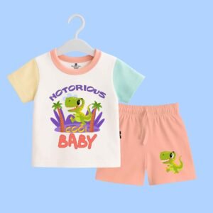 The Peppy Tend 100% Cotton Knit Half Sleeves Notorious Cool Baby Printed T-Shirt Shorts Set
