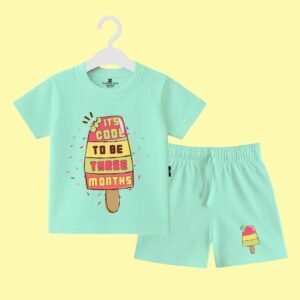 The Peppy Tend 100% Cotton Knit Half Sleeves It's Cool To Be 3 Months Printed T-Shirt Shorts Set