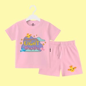 The Peppy Tend 100% Cotton Knit Half Sleeves It's Great To Be 8 Months Printed T-Shirt Shorts Set