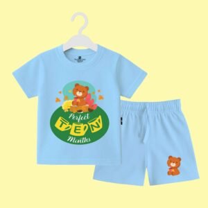 The Peppy Tend 100% Cotton Knit Half Sleeves Perfect 10 Months Printed T-Shirt Shorts Set