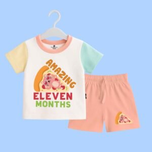 The Peppy Tend 100% Cotton Knit Half Sleeves Amazing 11 Months Printed T-Shirt Shorts Set