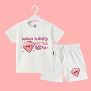The Peppy Tend 100% Cotton Knit Half Sleeves Nanu Nani's Little Gem Printed T-Shirt Shorts Set