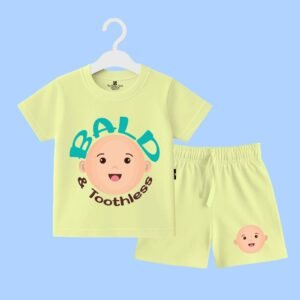 The Peppy Tend 100% Cotton Knit Half Sleeves Bald & Toothless Printed T-Shirt Shorts Set