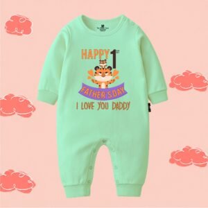 The Peppy Tend 100% Cotton Knit Full Sleeves Happy 1st Fathers Day I Love You Daddy Printed Full Romper
