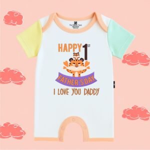The Peppy Tend 100% Cotton Knit Half Sleeves Happy 1st Fathers Day I Love You Daddy Printed Half Romper