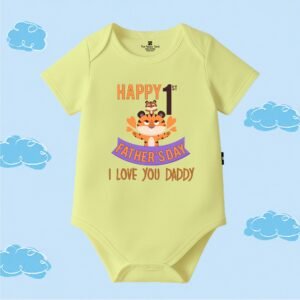 The Peppy Tend 100% Cotton Knit Half Sleeves Happy 1st Fathers Day I Love You Daddy Printed Half Onesie