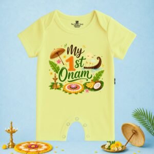 The Peppy Tend 100% Cotton Knit Half Sleeves My 1st Onam New Printed Half Romper
