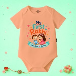 The Peppy Tend 100% Cotton Knit Half Sleeves My First Rakhi Little Bond Big Love Printed Half Onesie
