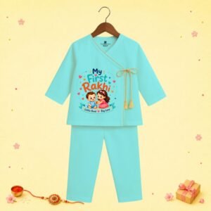 The Peppy Tend 100% Cotton Woven Full Sleeves My First Rakhi Little Bond Big Love Printed Kurta Pyjama Set
