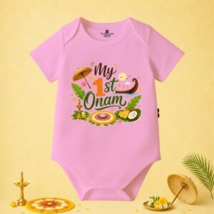 The Peppy Tend 100% Cotton Knit Half Sleeves My 1st Onam New Printed Half Romper