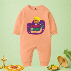 The Peppy Tend 100% Cotton Knit Full Sleeves Happy Onam 2 Printed Full Romper