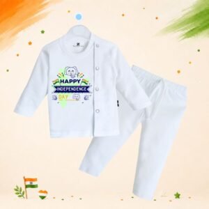 The Peppy Tend 100% Cotton Knit Full Sleeves Happy Independence Day Map Printed Kurta Pyjama Set
