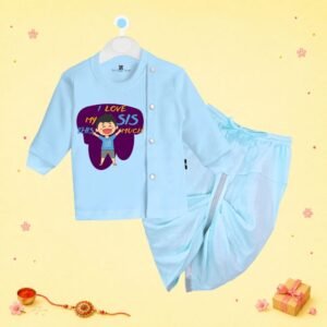 The Peppy Tend 100% Cotton Knit Full Sleeves I Love My Sis This Much Printed Dhoti Kurta Set