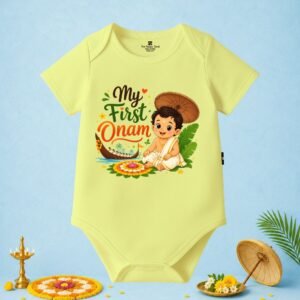 The Peppy Tend 100% Cotton Knit Half Sleeves My First Onam Boy New Printed Half Romper