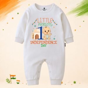 The Peppy Tend 100% Cotton Knit Full Sleeves Little Patriot's 1st Independence Day Printed Full Romper