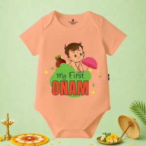 The Peppy Tend 100% Cotton Knit Half Sleeves My First Onam Printed Half Romper
