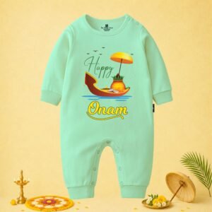 The Peppy Tend 100% Cotton Knit Full Sleeves Happy Onam Printed Full Romper
