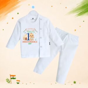 The Peppy Tend 100% Cotton Knit Full Sleeves Little Patriot's 1st Independence Day Printed Kurta Pyjama Set