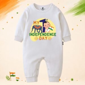 The Peppy Tend 100% Cotton Knit Full Sleeves My 1st Independence Day Baby Printed Full Romper