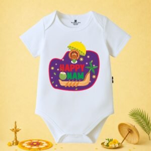 The Peppy Tend 100% Cotton Knit Half Sleeves Happy Onam 2 Printed Half Romper