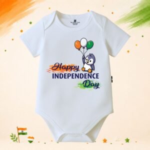 The Peppy Tend 100% Cotton Knit Half Sleeves Happy Independence Day Printed Half Onesie