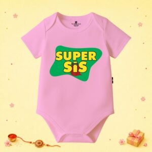 The Peppy Tend 100% Cotton Knit Half Sleeves Super Sis Printed Half Onesie