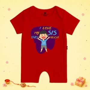 The Peppy Tend 100% Cotton Knit Half Sleeves I Love My Sis This Much Printed Half Romper