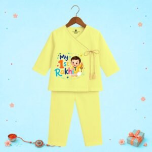 The Peppy Tend 100% Cotton Woven Full Sleeves My 1st Rakhi Boy New Printed Kurta Pyjama Set
