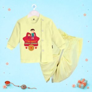 The Peppy Tend 100% Cotton Knit Full Sleeves Sabse Pyaara Chota Bhaiya Printed Dhoti Kurta Set