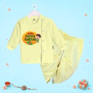 The Peppy Tend 100% Cotton Knit Full Sleeves My First Rakshabandhan Printed Dhoti Kurta Set
