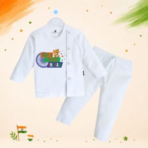 The Peppy Tend 100% Cotton Knit Full Sleeves Just a Little Indian Tiger Printed Kurta Pyjama Set
