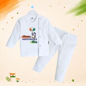 The Peppy Tend 100% Cotton Knit Full Sleeves Happy Independence Day Printed Kurta Pyjama Setdc