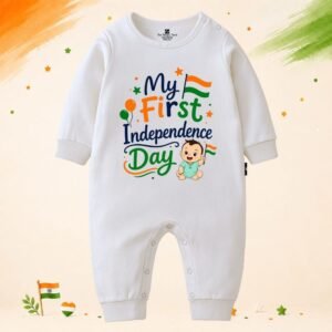 The Peppy Tend 100% Cotton Knit Full Sleeves My First Independence Day 26 Printed Full Romper