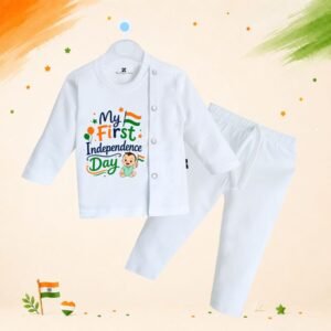 The Peppy Tend 100% Cotton Knit Full Sleeves My First Independence Day 26 Printed Kurta Pyjama Set