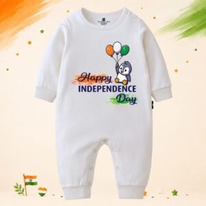 The Peppy Tend 100% Cotton Knit Full Sleeves Happy Independence Day Printed Full Romper