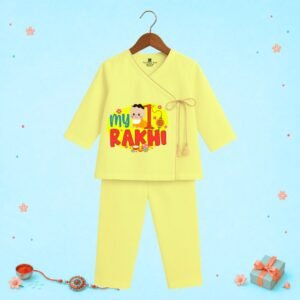 The Peppy Tend 100% Cotton Woven Full Sleeves My 1st Rakhi Printed Kurta Pyjama Set