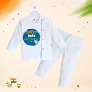 The Peppy Tend 100% Cotton Knit Full Sleeves My First Independence Day 3 Printed Kurta Pyjama Set