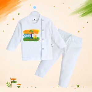The Peppy Tend 100% Cotton Knit Full Sleeves My 1st Independence Day Printed Kurta Pyjama Set