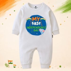 The Peppy Tend 100% Cotton Knit Full Sleeves My First Independence Day 3 Printed Full Romper