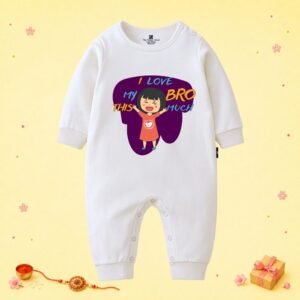 The Peppy Tend 100% Cotton Knit Full Sleeves I Love My Bro This Much Printed Full Romper