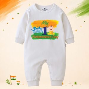 The Peppy Tend 100% Cotton Knit Full Sleeves My 1st Independence Day Printed Full Romper