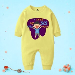 The Peppy Tend 100% Cotton Knit Full Sleeves I Love My Sis This Much Printed Full Romper
