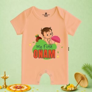 The Peppy Tend 100% Cotton Knit Half Sleeves My First Onam Printed Half Romper