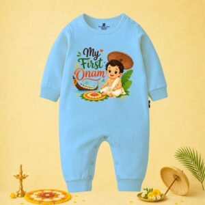 The Peppy Tend 100% Cotton Knit Full Sleeves My First Onam Boy New Printed Full Romper