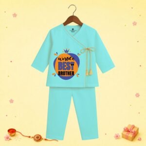 The Peppy Tend 100% Cotton Woven Full Sleeves World's Best Brother Printed Kurta Pyjama Set