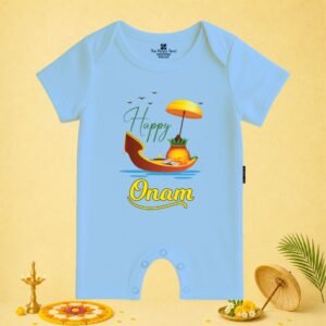 The Peppy Tend 100% Cotton Knit Half Sleeves Happy Onam Printed Half Romper